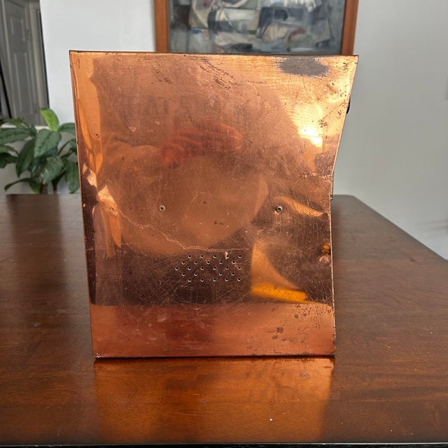 Copper 1950s Krestline Mid Century Modern Distressed Metal Bread Box Storage Drawers Shelf Coffee Bar For Sale - Image 8 of 9