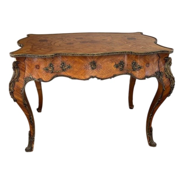 Antique French Freestanding Kingwood Marquetry Inlaid Centre Table, 1880s For Sale