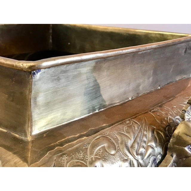 1960s Mid Century Brass Planter With Lion’s Heads For Sale - Image 11 of 12