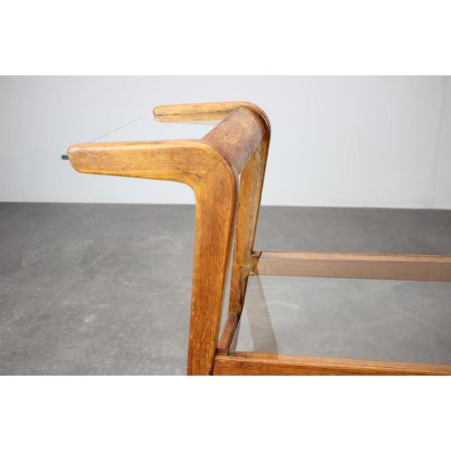 Mid-Century Wooden Plant Stand with Glass Shelf from Uluv, Former Czechoslovakia, 1960s For Sale - Image 4 of 9