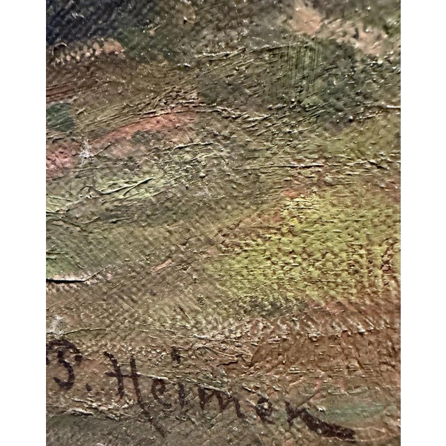 Paul Heimen, Rest in the Woods, Forest Landscape, Farmers, Campfire, Oil Painting on Canvas For Sale - Image 9 of 13