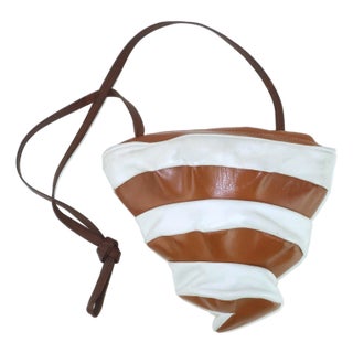 Leather Tornado Shaped Two Tone Handbag, 1980's For Sale