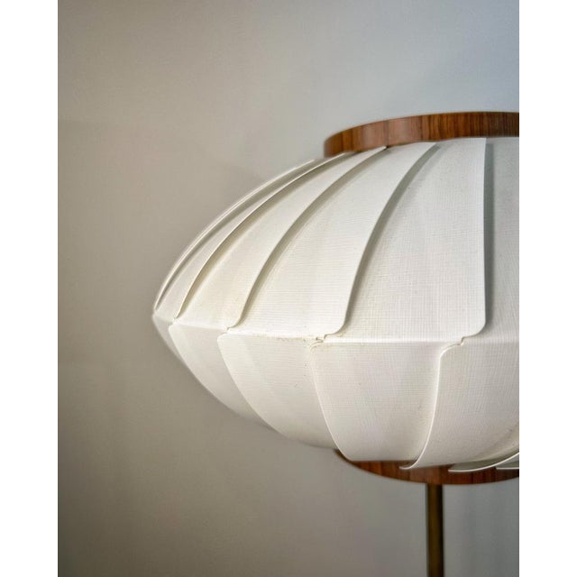 1960s Brass and Black Metal Tripod Floor Lamp with Pleated Shade attributed to Svend Aage Holm Sørensen, Denmark, 1960s For Sale - Image 5 of 9