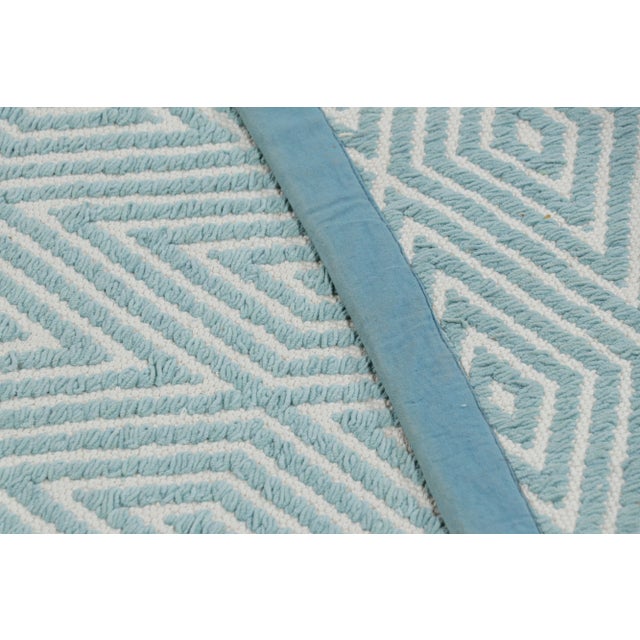 Textile Rug & Kilim’s Oversized Chenille Flatweave Rug in Blue and White Diamond Pattern For Sale - Image 7 of 7