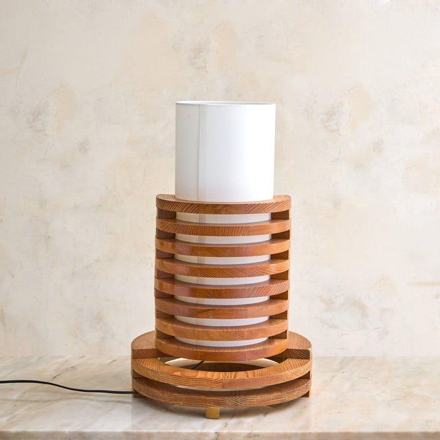 Late 20th Century French Stacked Wood Table Lamp, 1970s For Sale - Image 5 of 11