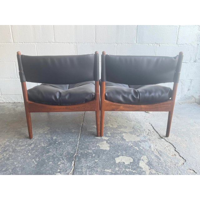 Wood Set of 2 Kristian Solmer Vedel “Modus” Settee, Tropical Wood & Leather, 1963 For Sale - Image 7 of 12