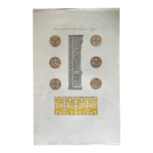 Mid 19th Century Etching Reproduction of a Wall in a French Church by Artist Nicolas Xavier Willemin For Sale