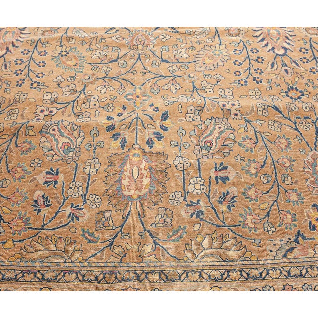 1900 - 1909 Vintage Persian Tabriz Handmade Wool Rug For Sale - Image 5 of 8