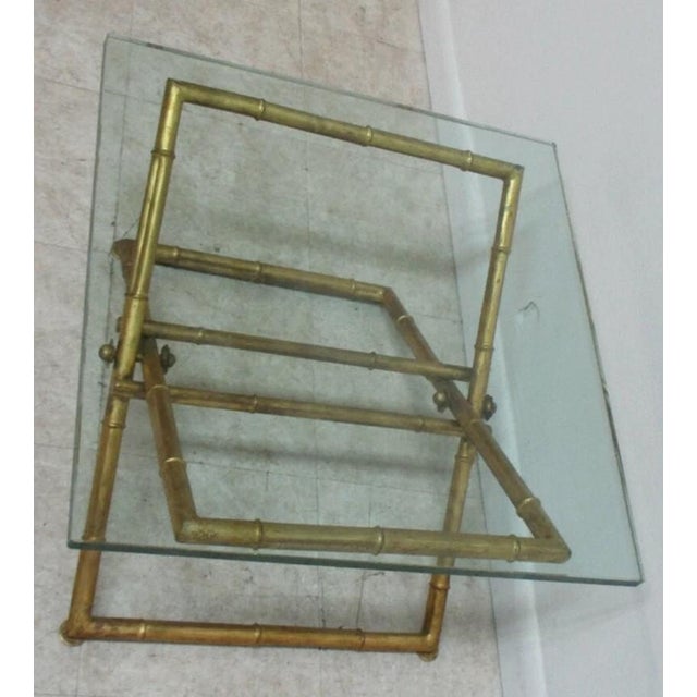 Vintage Gold Gilt Faux Bamboo Campaign X Base End Table Italian Regency B For Sale - Image 4 of 10