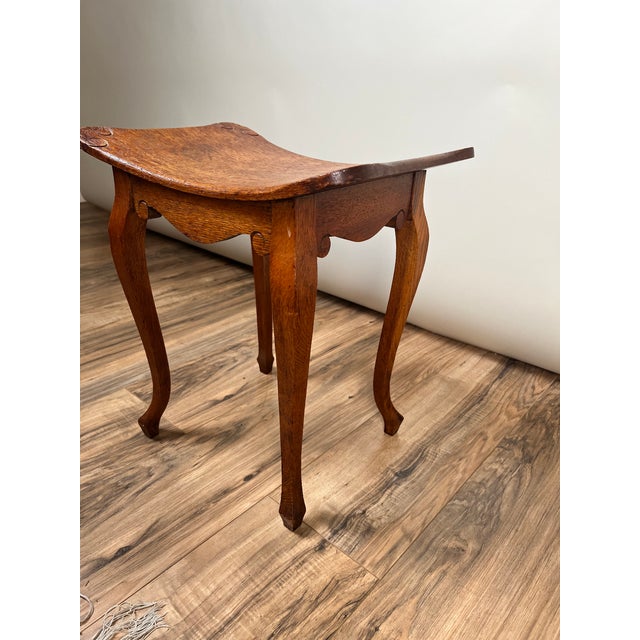 Wood Antique Arts and Crafts Saddle Shaped Footstool C. 1900 For Sale - Image 7 of 7