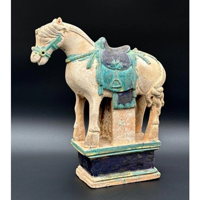 Ming Dynasty Antique Chinese Pottery Horse Tomb Figure Sculpture For Sale - Image 9 of 10