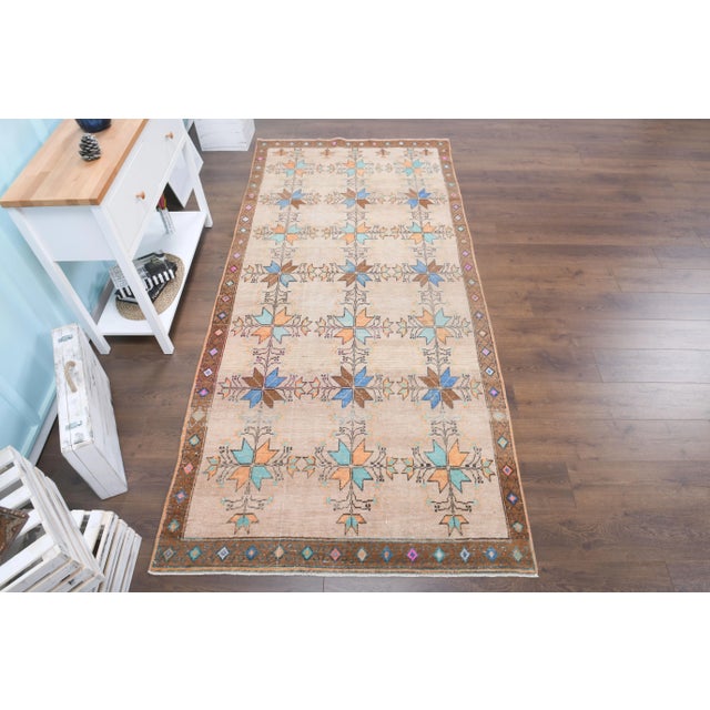 Boho Chic Vintage Turkish Oushak Handmade Wool Cotton Brown Area Rug For Sale - Image 3 of 11