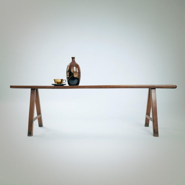 Brown Art Deco French Bench in Oak, 1930s For Sale - Image 8 of 17