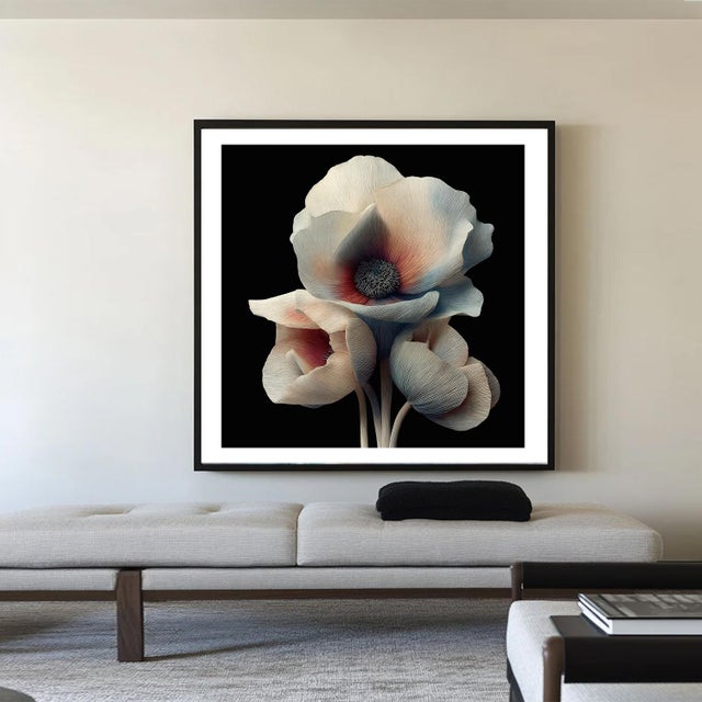 Gaze into the quiet elegance of "Ivory Bloom 2," a captivating photographic print that captures a sculptural cluster of...