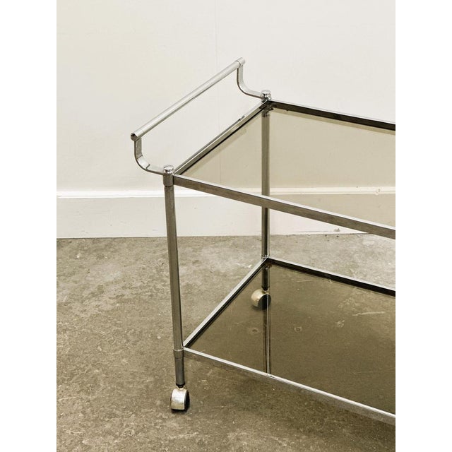 Vintage Chrome Drinks Trolley with Smoked Glass, 1980s For Sale - Image 6 of 13