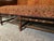 Reproduction Tuscany style hand carved open leg sofa by Century with hand dyed and finished leather back and arms with...