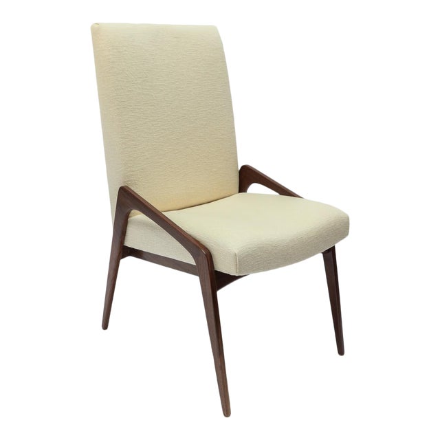 MidCentury Style Walnut Ivory Linen Dining Chairs Set of 10 Chairish