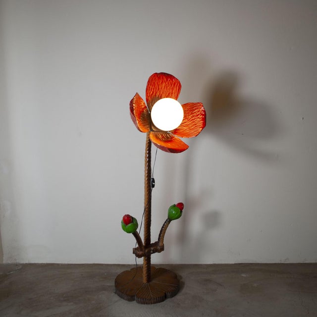 1960s Floor Lamp in Inlaid and Lacquered Wood, 1960s For Sale - Image 5 of 8