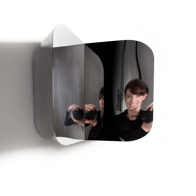 Contemporary Cutting Space Square Mirror in Polished Stainless Steel by Haymann Editions For Sale - Image 3 of 6