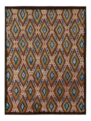 Rug & Kilim Moroccan Style Rug in Beige-Brown Diamond Pattern, 3x5