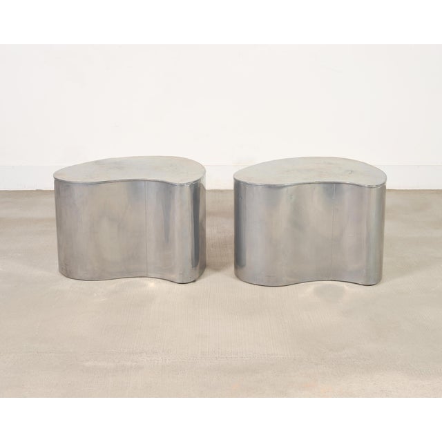 Chrome Pair of Mid-Century Chrome Biomorphic Kidney-Form Drinks Tables For Sale - Image 8 of 18