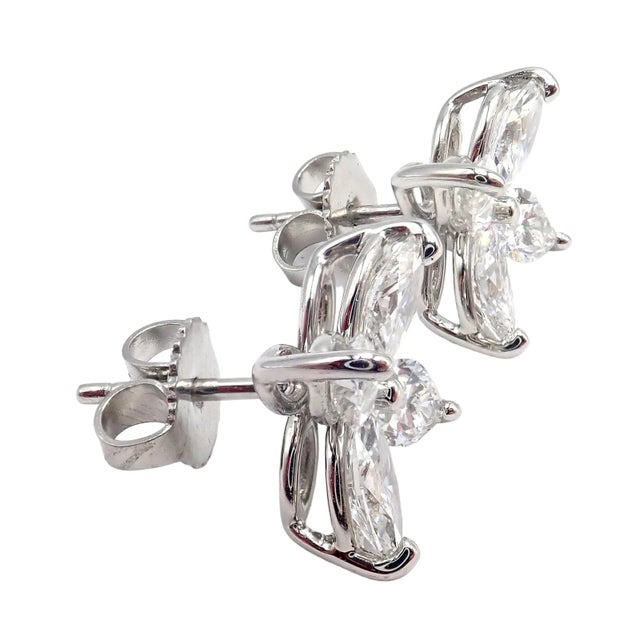 Tiffany and Co. 1990s Tiffany & Co. Platinum Victoria Marquise Cut Diamond Large Earrings, A Pair For Sale - Image 4 of 9