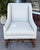 18th C Style Dennis & Leen Wingback Arm Chair, Freshly upholstered in Nancy Corzine South Hampton linen fabric.. It is 1...