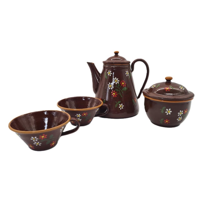 Vintage Teapot, Sugar Bowl, and Cups, 1960s, Set of 4 For Sale - Image 9 of 9