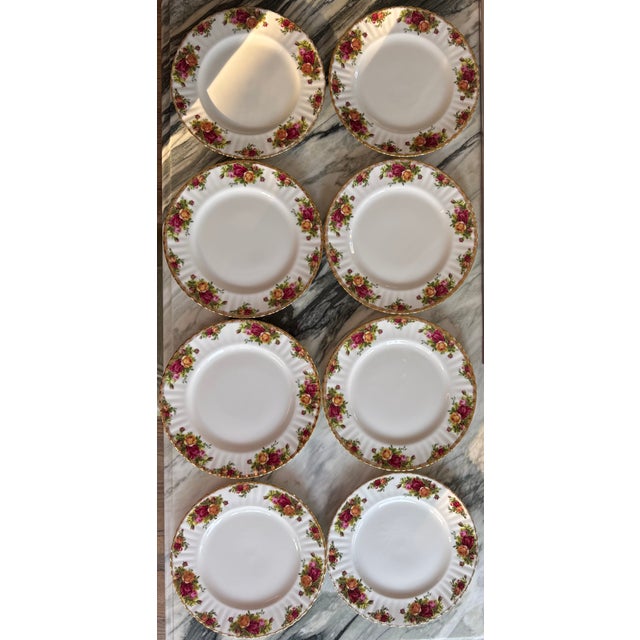 Mid 20th Century Vintage Royal Albert Old Country Roses Dinner Plates - Set of 8 For Sale - Image 5 of 12