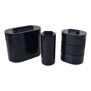 Model 4625 Cocktail Set in Black Plastic by Giotto Stoppino for Kartell, Set of 3 For Sale