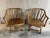 Mid-Century Modern Late 20th Century Vintage Mid Century Boho Chic Style Ficks Reed Leather Bound Rattan and Teak Swivel Chairs With Custom Cushions - a Pair For Sale - Image 3 of 12