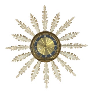 Mid Century Eight Day Jeweled Sunburst Sputnik Clock For Sale