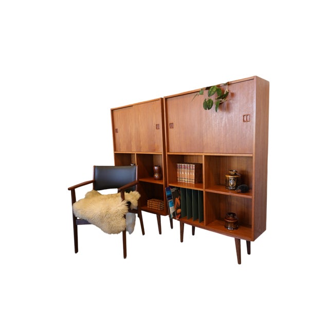 Danish High Bookcase in Teak with LP Storage, 1960s For Sale - Image 9 of 16