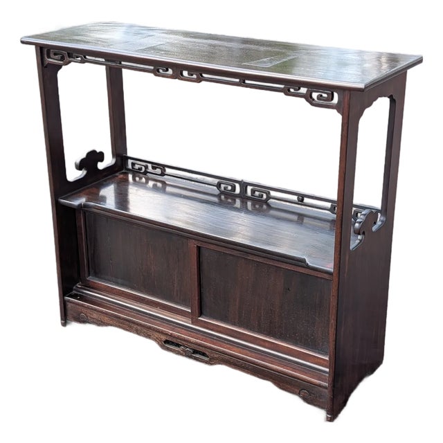 Early 20th Century Chinese Carved Wooden Display Cabinet/ Console Table For Sale