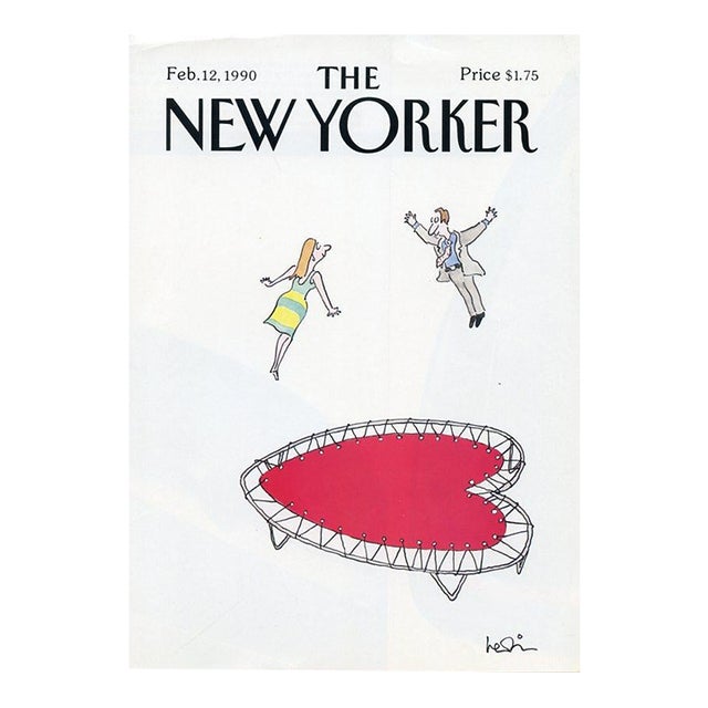 1990 Vintage New Yorker Cover, February 12, Arnie Levin Cover Illustration, Valentine's Day, Romance For Sale