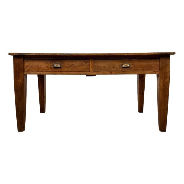 Large 19th Century Antique English Pine Farmhouse Writing Table For Sale