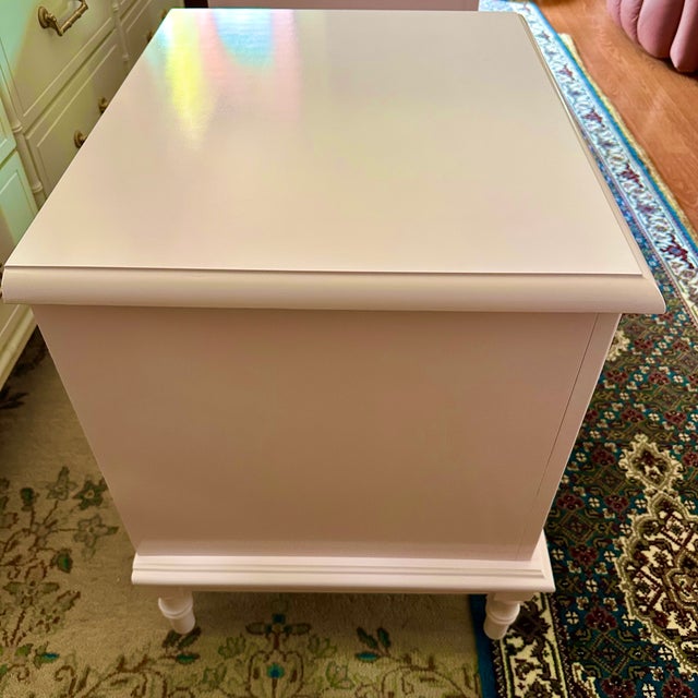 1970s Coastal Faux Bamboo “Wispy Pink” Nighstands - A Pair For Sale - Image 11 of 13