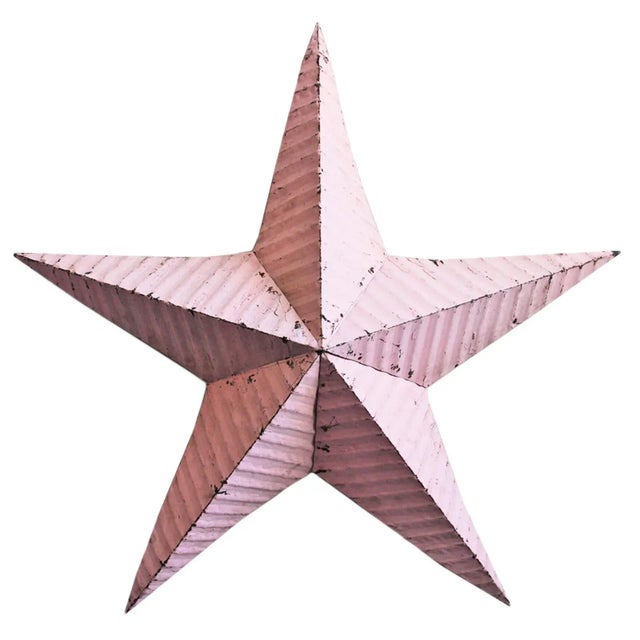 Farmhouse Pink Metal Barn Star XL For Sale - Image 3 of 3