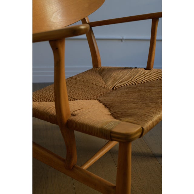 Tan Hans Wegner Lounge Chair, Model No. Ch-22 by Carl Hansen & Son, Denmark, 1951 For Sale - Image 8 of 12