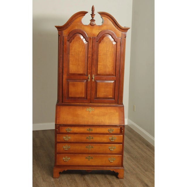 1990s Hickory Chair Chippendale Style Tiger Maple Secretory Desk For Sale - Image 9 of 13