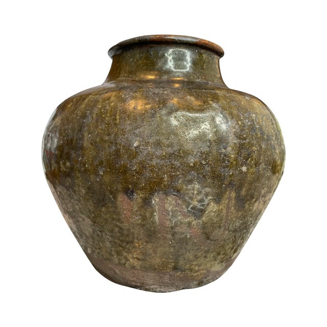 A Japanese glazed stoneware vase from the Meiji period. Made in the Tanba area since the 12th century, these ceramic and...