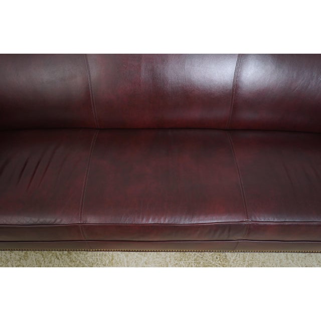 Ethan Allen Burgundy Leather Modern Sofa For Sale - Image 10 of 18