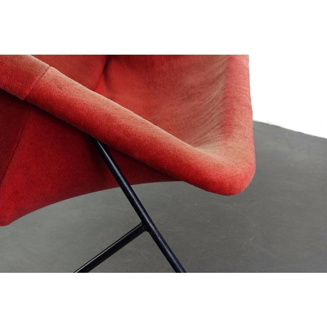 Vintage Italian Modern Sling Sofa with Iron Frame and Original Red Upholstery For Sale - Image 9 of 10