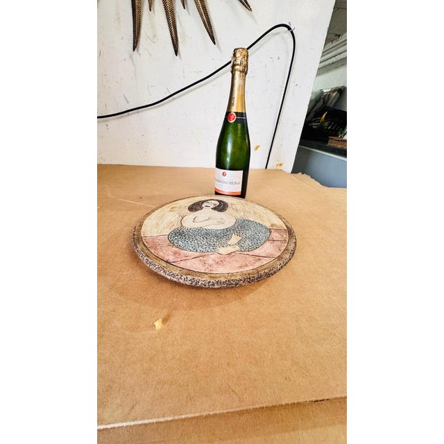 Title: Ceramic Table Centerpiece or Decorative Plate, Signed Perret, Saint-Paul, 1970s : This vibrant ceramic centerpiece,...