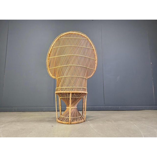 Boho Chic Vintage Wicker Peacock Chair, 1970s For Sale - Image 3 of 16