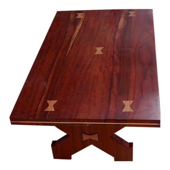 American Craftsman's Table of Exotic Woods With Great Form For Sale