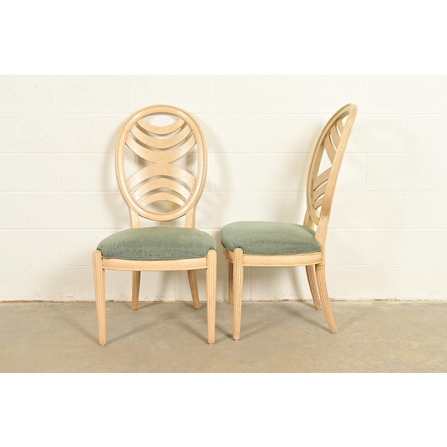 Henredon Modern Art Deco Carved Oak Side Chairs or Dining Chairs, Pair For Sale - Image 11 of 16