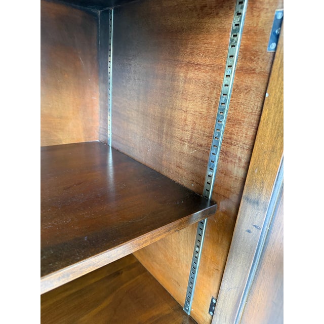 Vintage Renzo Rutili-Style Asian Inspired Walnut Sideboard With Hand-Painted Floral Doors For Sale In Miami - Image 6 of 12