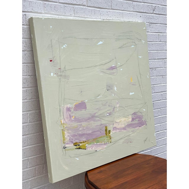 This artwork is an original mixed media abstract on canvas by artist Alexis Walter. This art is composed of various lines...