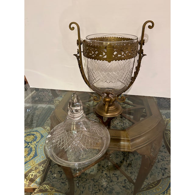 Large Cut Crystal & Brass Samovar For Sale - Image 4 of 12